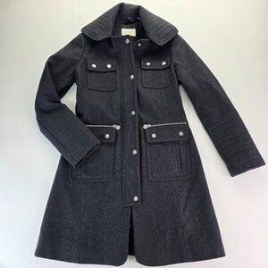 Laundry By Shelli Segal Black / Dark Grey Wool Trench Coat Size S